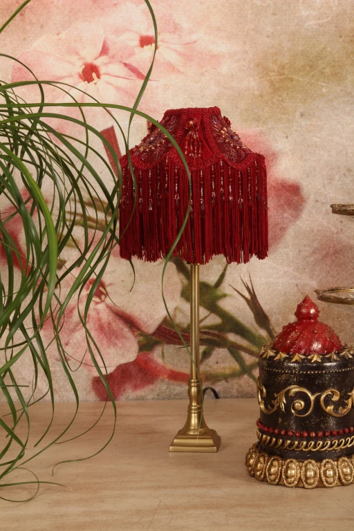 Lampshade Victorian Dome - 18 cm - red - fabric