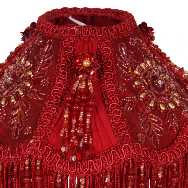 Lampshade Victorian Dome - 18 cm - red - fabric
