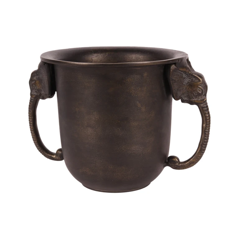 Wine Cooler Elephant - Antique Gold - Aluminum - 20 cm