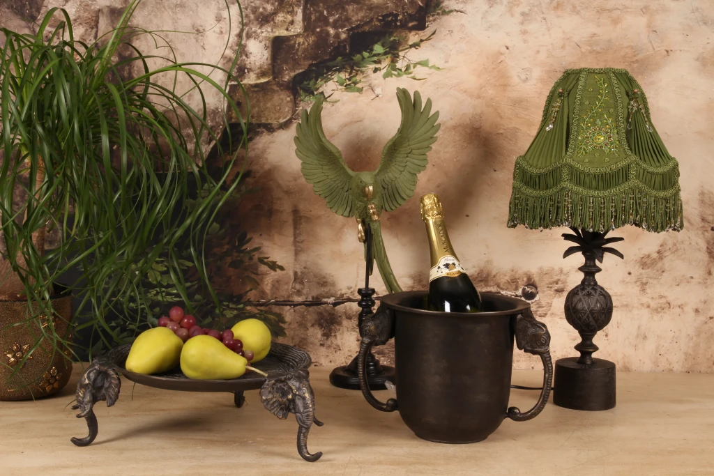 Wine Cooler Elephant - Antique Gold - Aluminum - 20 cm