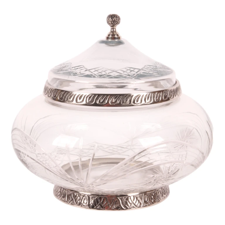 Decorative Pot with Lid - Silver - 26 cm - 1 Piece