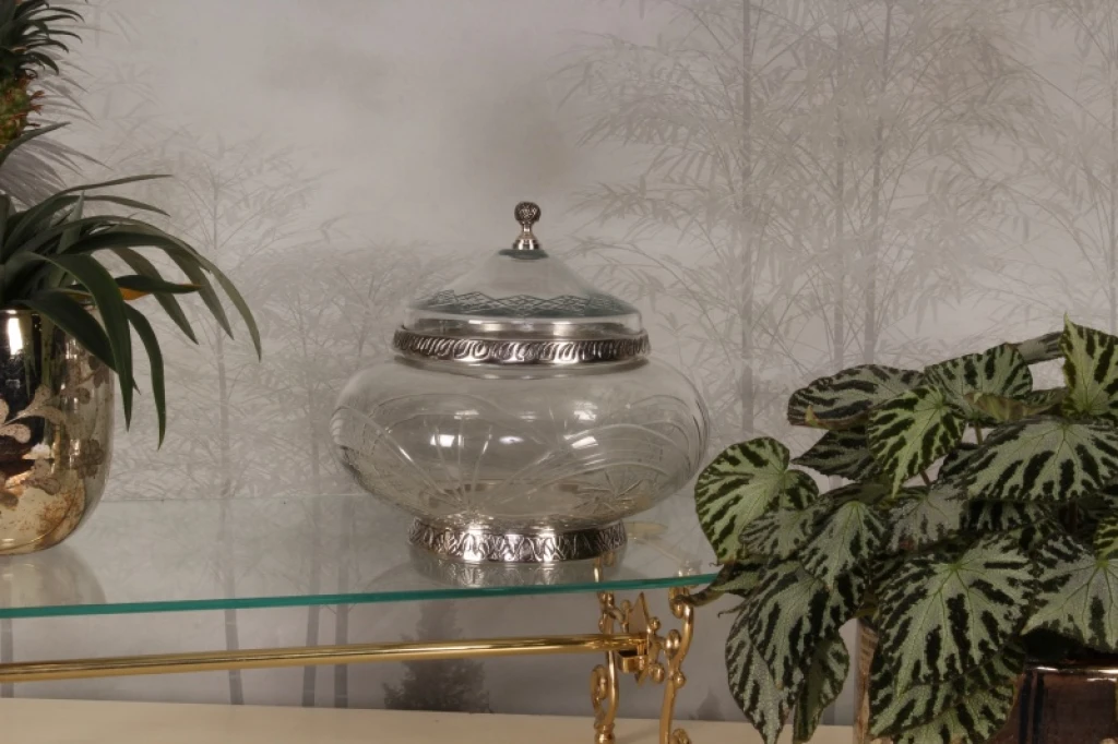 Decorative Pot with Lid - Silver - 26 cm - 1 Piece